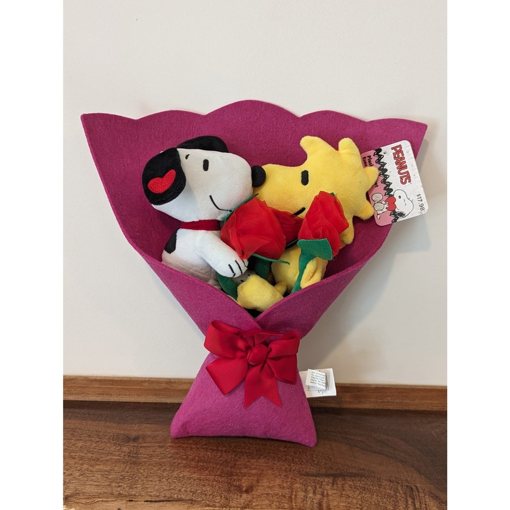 Peanuts Snoopy and Woodstock Plush Bouquet - Pink and Yellow